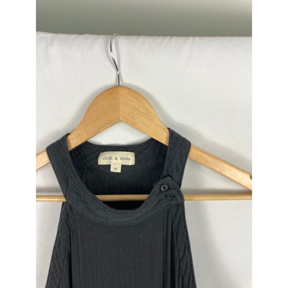 Cloth & Stone Grey Gauze Halter Hight Neck Jumpsuit Size Medium - Picture 6 of 8